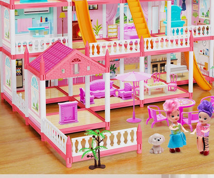 3D DIY Assembly Villa Dollhouse – LED Princess Castle Toy Set