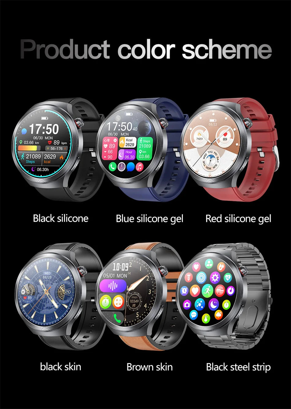 1.73" Sapphire Glass Health Smartwatch – ECG Blood Pressure & Body Analysis Tracker