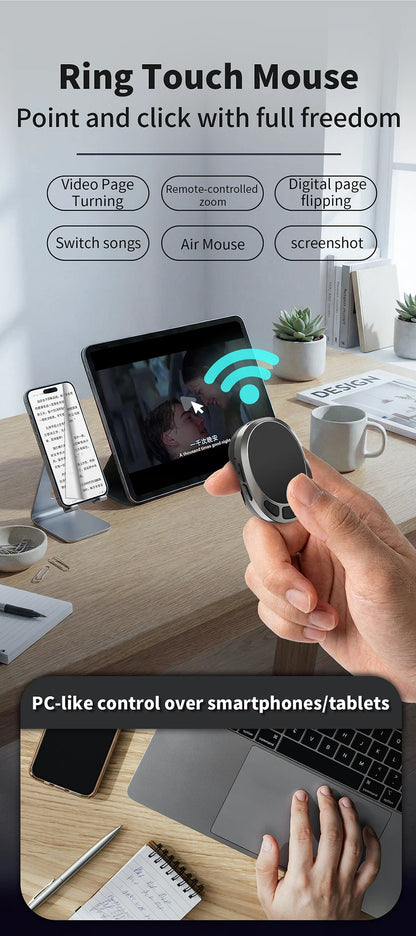 Bluetooth Scrolling Ring Finger Mouse – Wireless Ebook Page Turner Remote