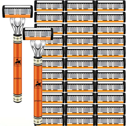 6-Blade Stainless Steel Safety Razor Set – Precision Shaving Kit for Men
