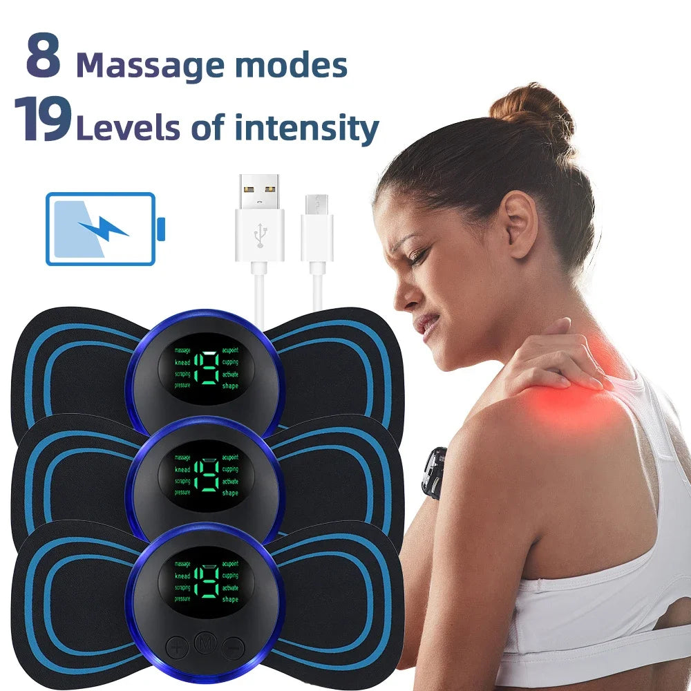 EMS Neck &amp; Back Massager – Low-Frequency Muscle Stimulator for Pain Relief