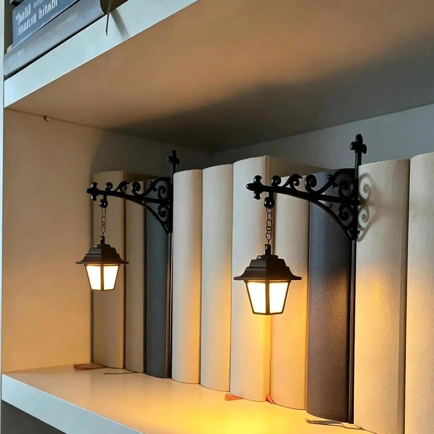 Miniature Hanging Shelf Lamp Decorative Bookshelf Lighting Warm LED Night Light Library Lantern Reading Nook Desk Ornament Literary Decor Book Lover Gift Home Halloween Decorations