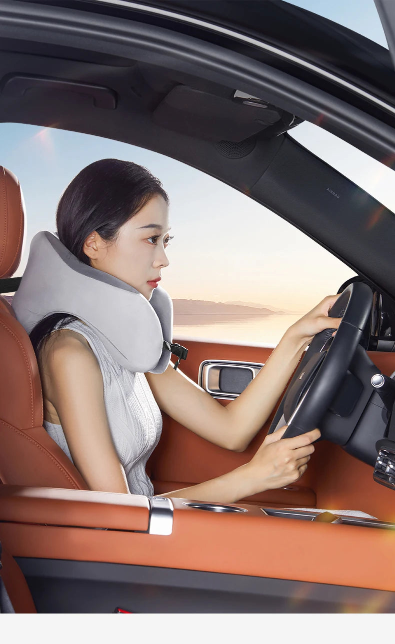 Travel Neck Pillow Slow Rebound Memory Foam U-shaped Pillow Comfortable Soft Car and Airplane Neck Pillow Office Nap