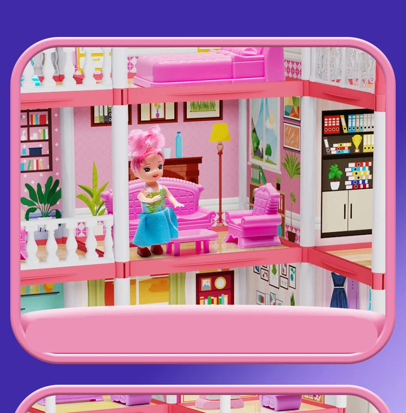 3D DIY Assembly Villa Dollhouse – LED Princess Castle Toy Set