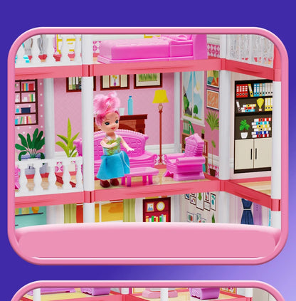 3D DIY Assembly Villa Dollhouse – LED Princess Castle Toy Set
