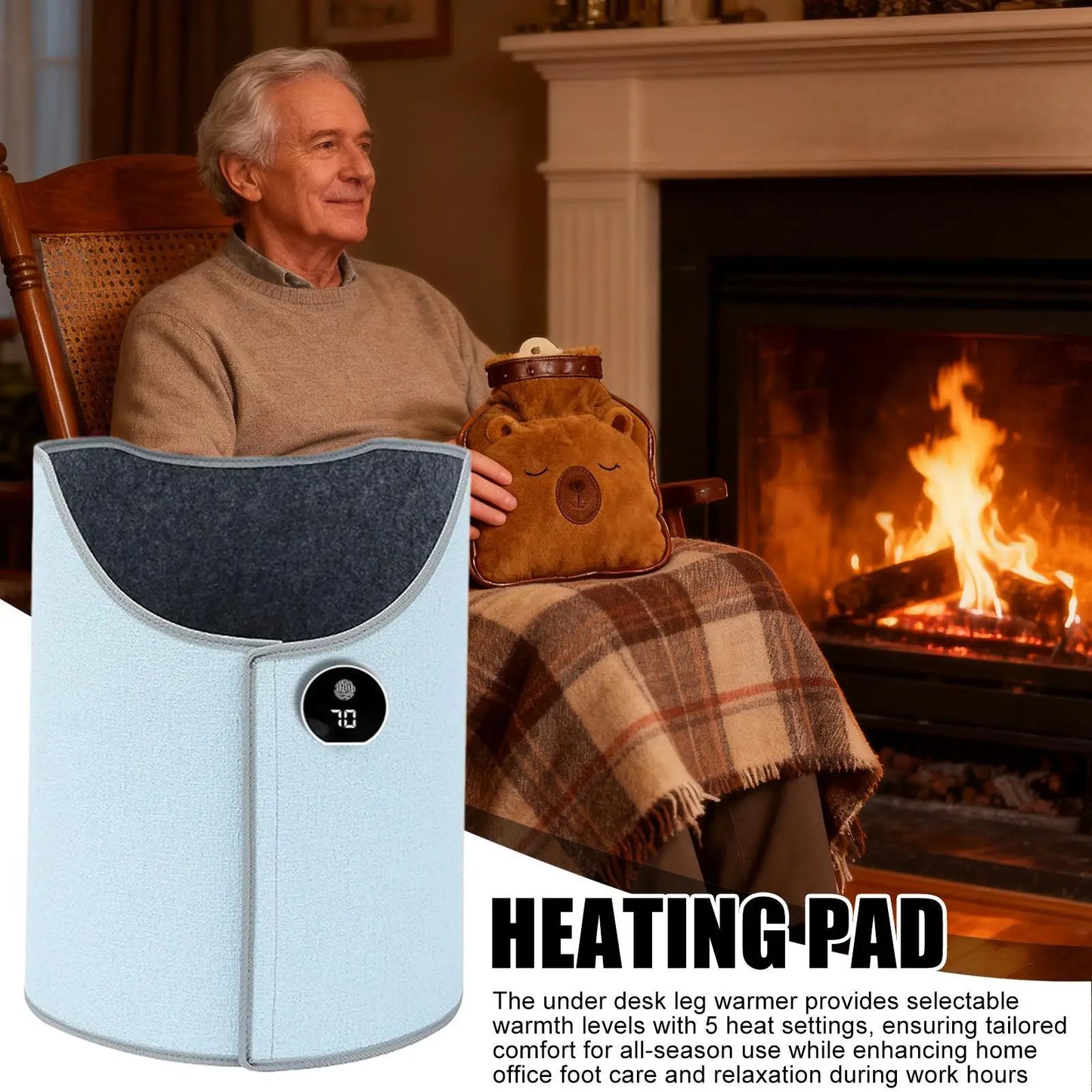 Under Desk Heater Leg Warmer Adjustable Temperature Quiet Electric Foot Warmer for Office Home Working Study Space Heating Pad