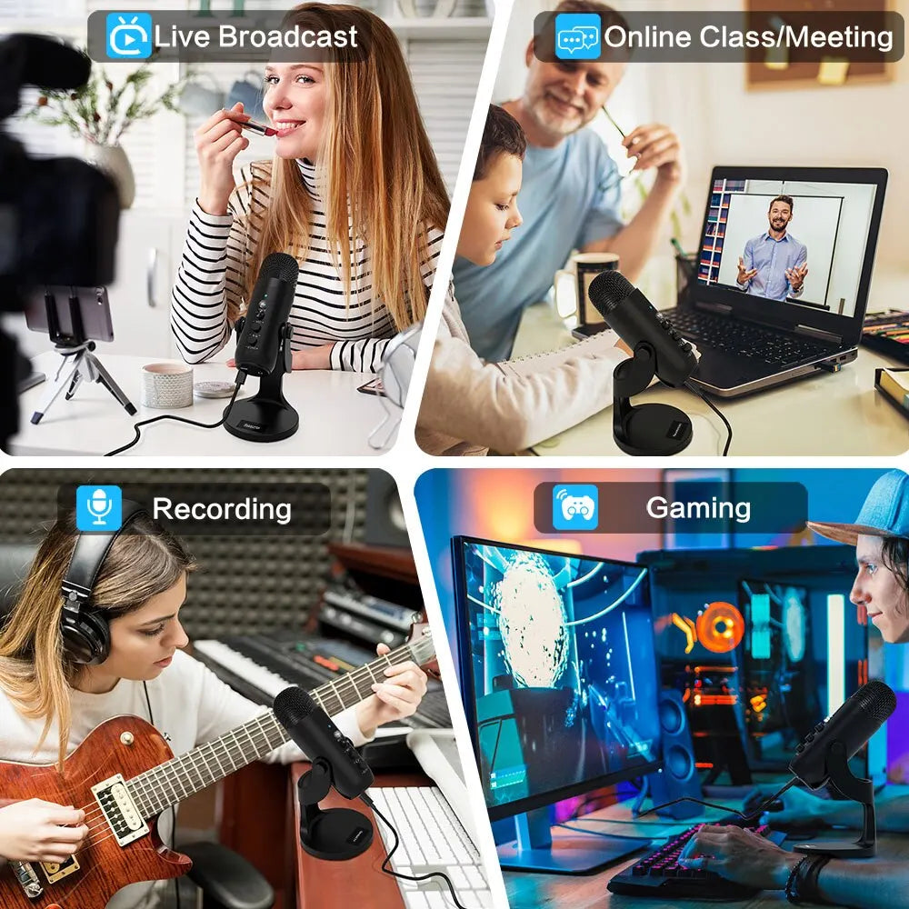 Haomuren USB Condenser Microphone – PC/Mac Streaming &amp; Podcast Mic