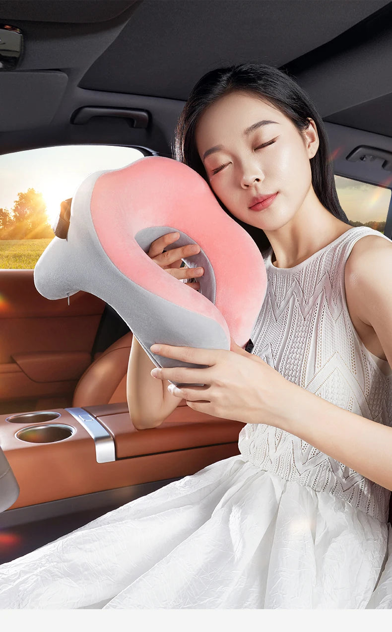 Travel Neck Pillow Slow Rebound Memory Foam U-shaped Pillow Comfortable Soft Car and Airplane Neck Pillow Office Nap