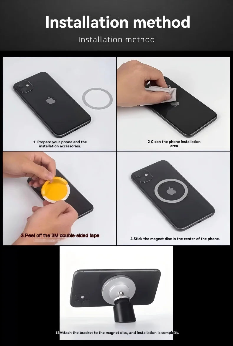 Magnetic Vacuum Car Phone Mount – Foldable Strong-Suction Holder