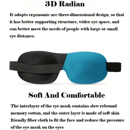 3D Memory Foam Sleep Mask – Lightweight Blindfold for Travel &amp; Rest
