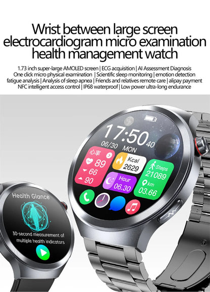 1.73" Sapphire Glass Health Smartwatch – ECG Blood Pressure & Body Analysis Tracker