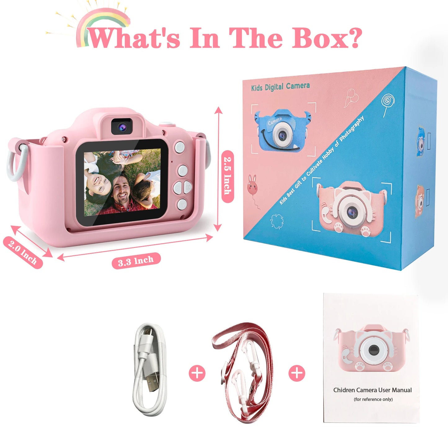1080P Kids Digital Camera – HD Toddler Video Camera with Silicone Case