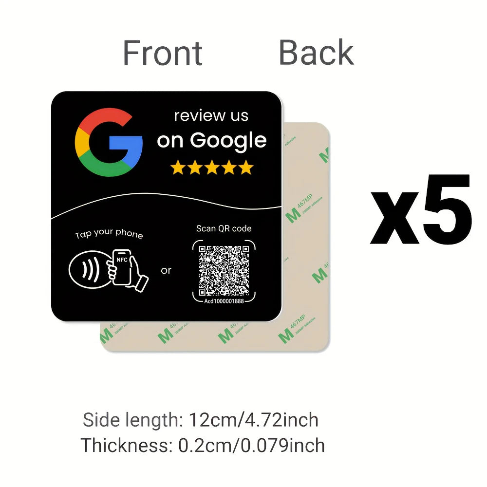 Hilo Programmable NFC 215 Square for Google Review Card NFC Station Table 13.56Mhz QR Code Editable Standing Card