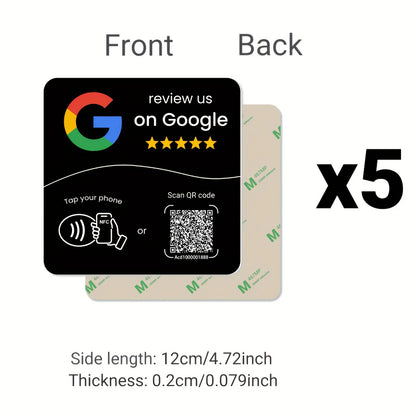 Hilo Programmable NFC 215 Square for Google Review Card NFC Station Table 13.56Mhz QR Code Editable Standing Card