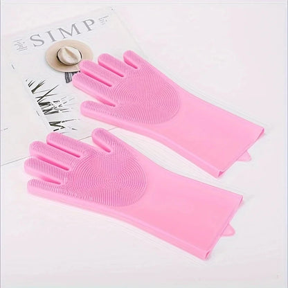 Silicone Pet Grooming Gloves – Dog & Cat Bathing Shampoo Hair Removal Glove