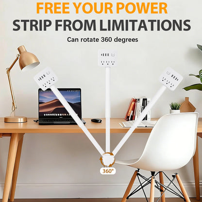 وصلة كهرباء قابلة للسحب مع منافذ USB – للمقابس التي يصعب الوصول إليها