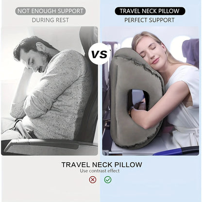 Upgraded Inflatable Air Cushion Travel Pillow Headrest Chin Support Cushions for Airplane Plane Car Office Rest Neck Nap Pillows