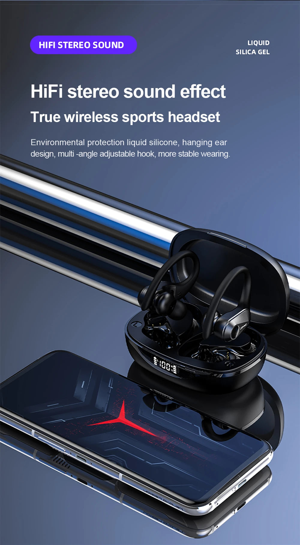 Lenovo LP75 Sports Wireless Earbuds – Bluetooth 5.3 with LED Power Display