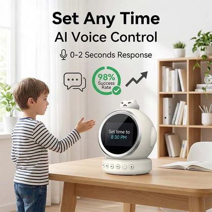 Smart AI Talking Alarm Clock for Kids – Sleep Training Robot Toy