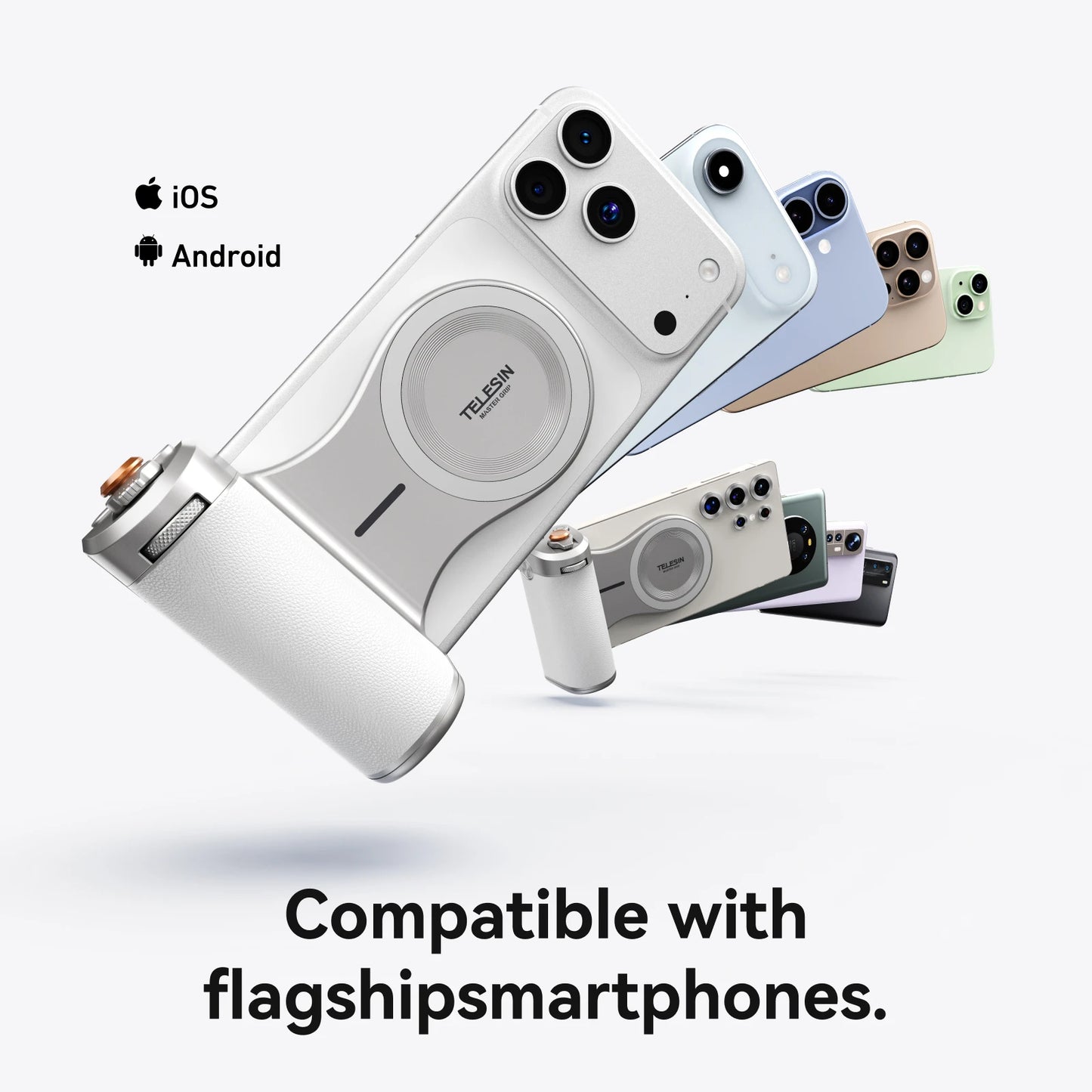 TELESIN Magnetic Phone Camera Shoot Hand Grip 3200Mha Powerbank Wireless Charging Phone Holder Remote Shooting Aid for Iphone