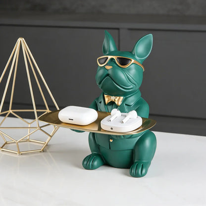 Multi Functional Bulldog Tray Animal Statue Creative Ornament Living Room Bedroom Miscellaneous Storage Home Decoration Gift