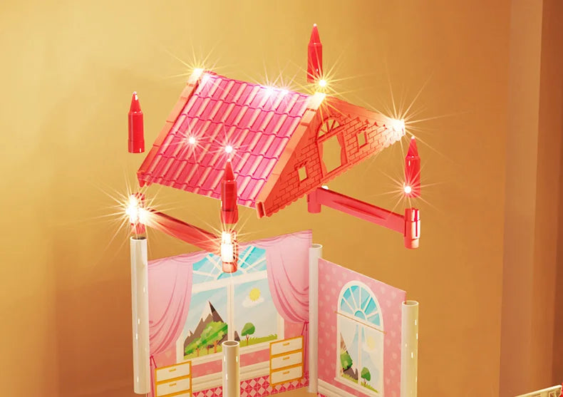 3D DIY Assembly Villa Dollhouse – LED Princess Castle Toy Set