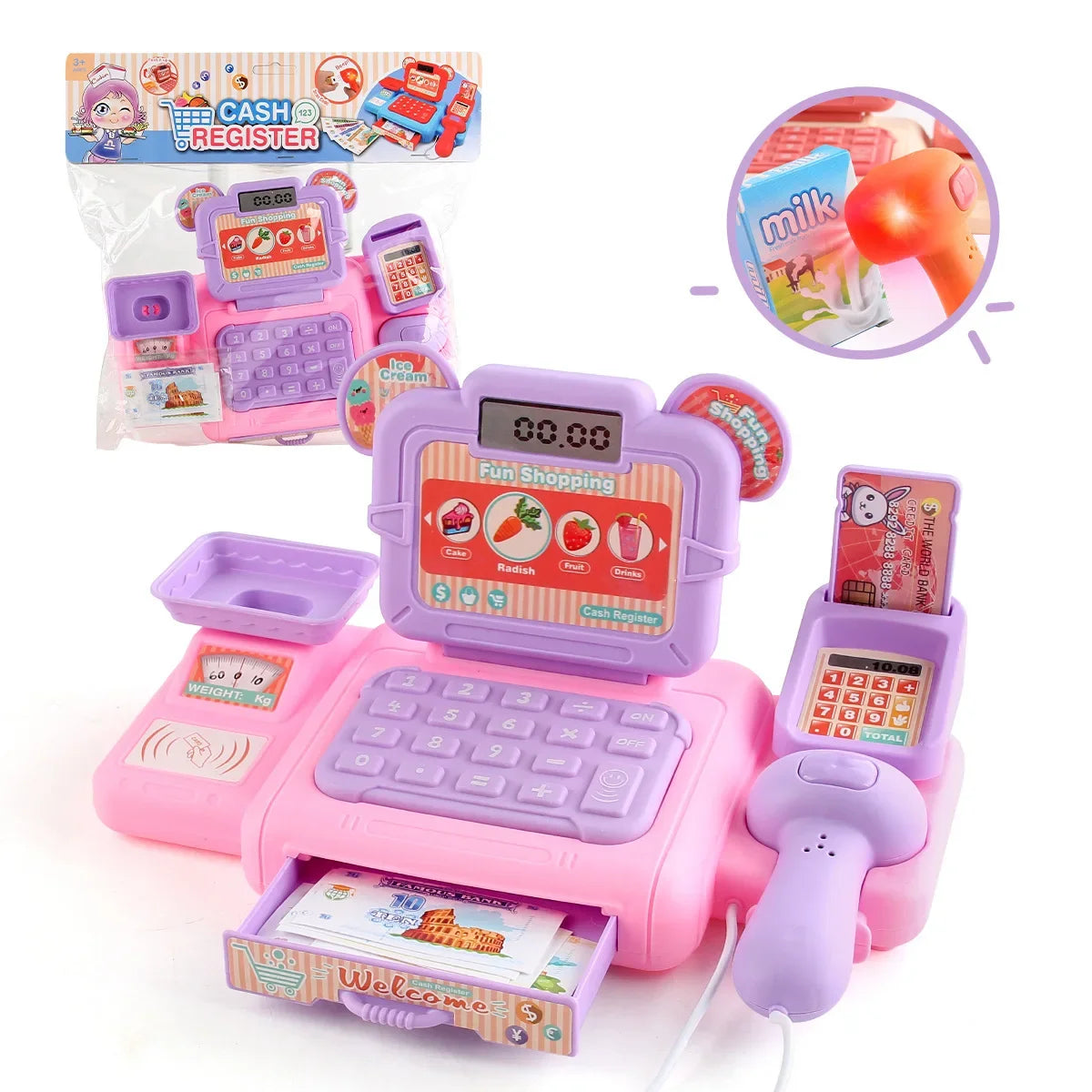 Kids Pretend Play Cash Register – Interactive Toy with Lights &amp; Sound