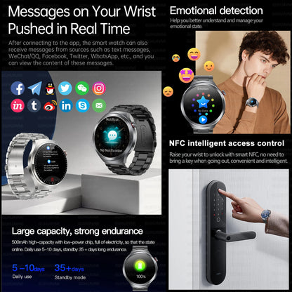 1.73" Sapphire Glass Health Smartwatch – ECG Blood Pressure & Body Analysis Tracker