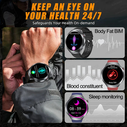 1.73" Sapphire Glass Health Smartwatch – ECG Blood Pressure & Body Analysis Tracker