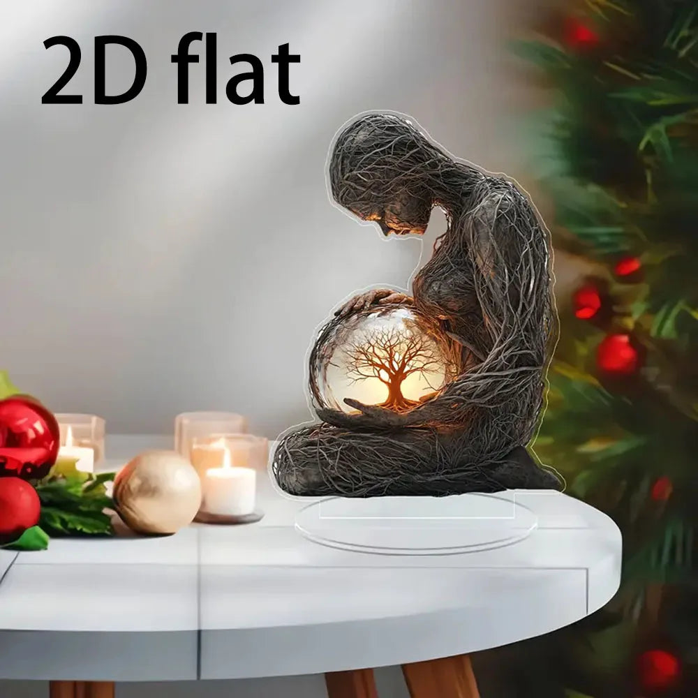 2D Flat, Home Relaxation, Bohemian Style Acrylic Tree of Life Desk Ornament – Elegant Home and Office Decor, Ideal for Birthdays