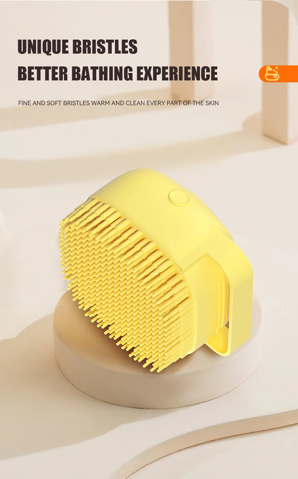 Silicone Pet Bathing Brush – Shampoo Dispenser Massage Brush for Dogs &amp; Cats