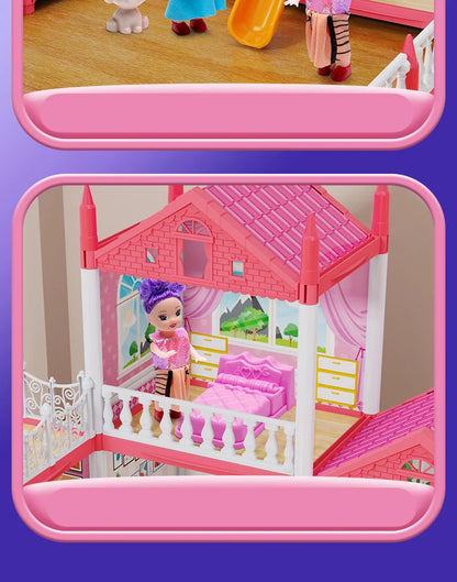 3D DIY Assembly Villa Dollhouse – LED Princess Castle Toy Set