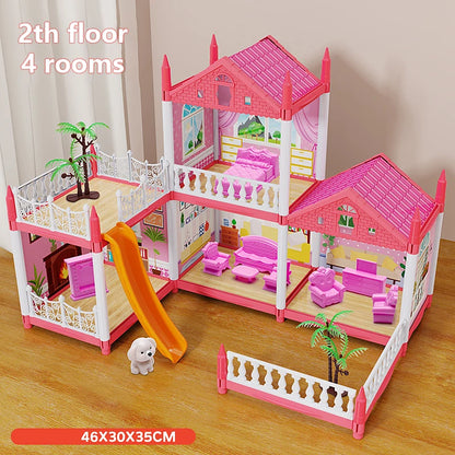 3D DIY Assembly Villa Dollhouse – LED Princess Castle Toy Set