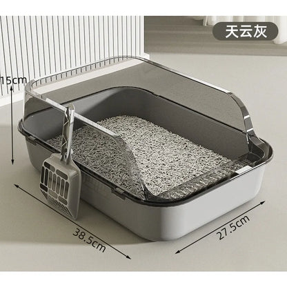Anti Tracking Semi‑Enclosed Cat Litter Box Odor Control Pet Toilet with Detachable Scoop for Indoor Cats