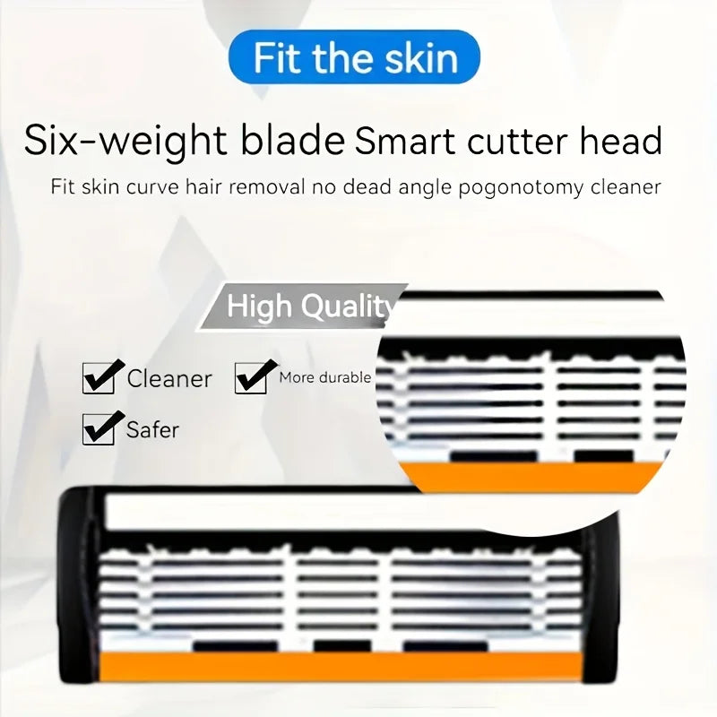 6-Blade Stainless Steel Safety Razor Set – Precision Shaving Kit for Men