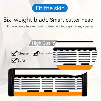 6-Blade Stainless Steel Safety Razor Set – Precision Shaving Kit for Men
