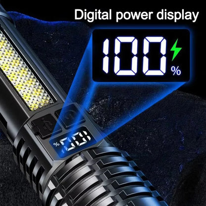 مصباح يدوي LED قابل لإعادة الشحن بقوة 100000 لومن – كشاف تكتيكي مقاوم للماء للتخييم وصيد الأسماك
