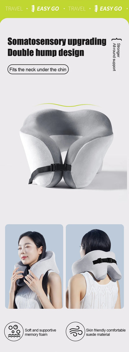Travel Neck Pillow Slow Rebound Memory Foam U-shaped Pillow Comfortable Soft Car and Airplane Neck Pillow Office Nap