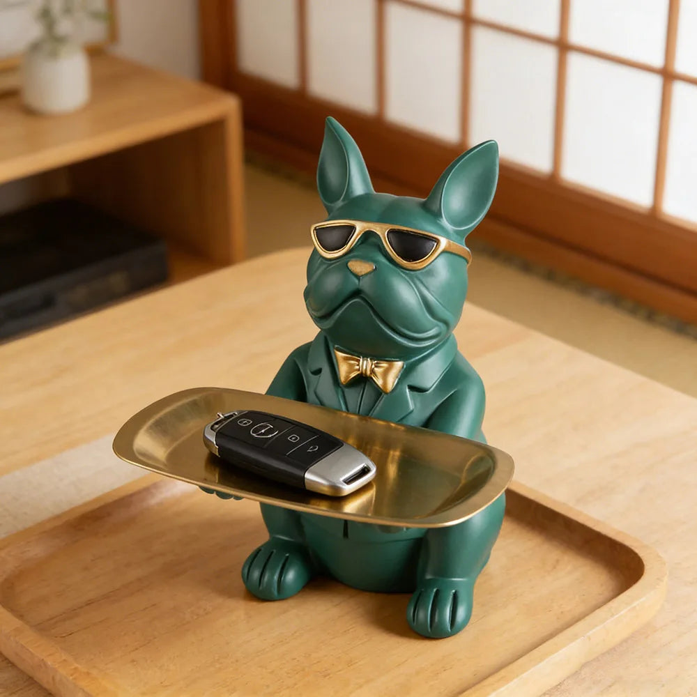 Multi Functional Bulldog Tray Animal Statue Creative Ornament Living Room Bedroom Miscellaneous Storage Home Decoration Gift