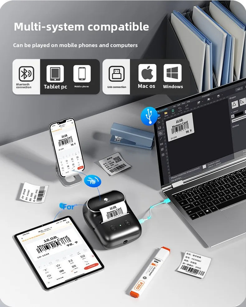 M108 Bluetooth Thermal Label Printer – Portable Self-Adhesive Printer for E-Commerce