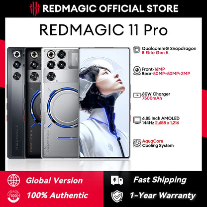 هاتف الألعاب RedMagic 11 Pro الذكي — سنابدراجون 8 إيليت، بطارية 7500 مللي أمبير
