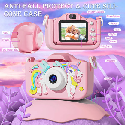 1080P Kids Digital Camera – HD Toddler Video Camera with Silicone Case