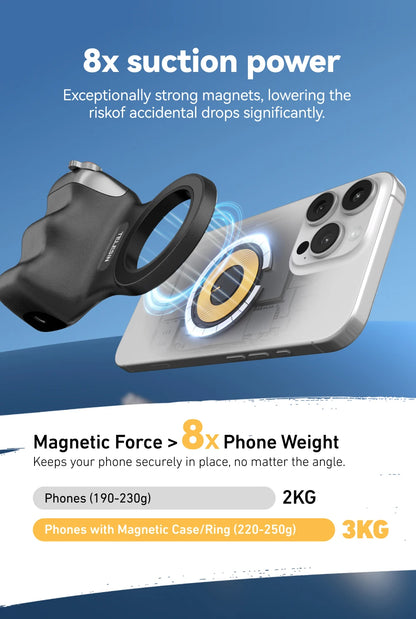 TELESIN Magnetic Phone Camera Shoot Hand Grip Universal Smart Phone Holder Shooting Aid Remote Control Handle for Iphone Andriod
