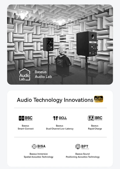 سماعات أذن Baseus BC1 بمشبك أذن، سماعات أذن لاسلكية مفتوحة، بلوتوث 6.0، سماعات رأس رياضية بمشبك، 4 ميكروفونات، صوت جهير فائق، IP55، سماعات أذن