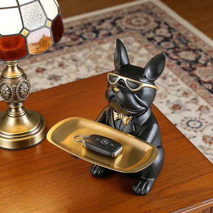 Multi Functional Bulldog Tray Animal Statue Creative Ornament Living Room Bedroom Miscellaneous Storage Home Decoration Gift