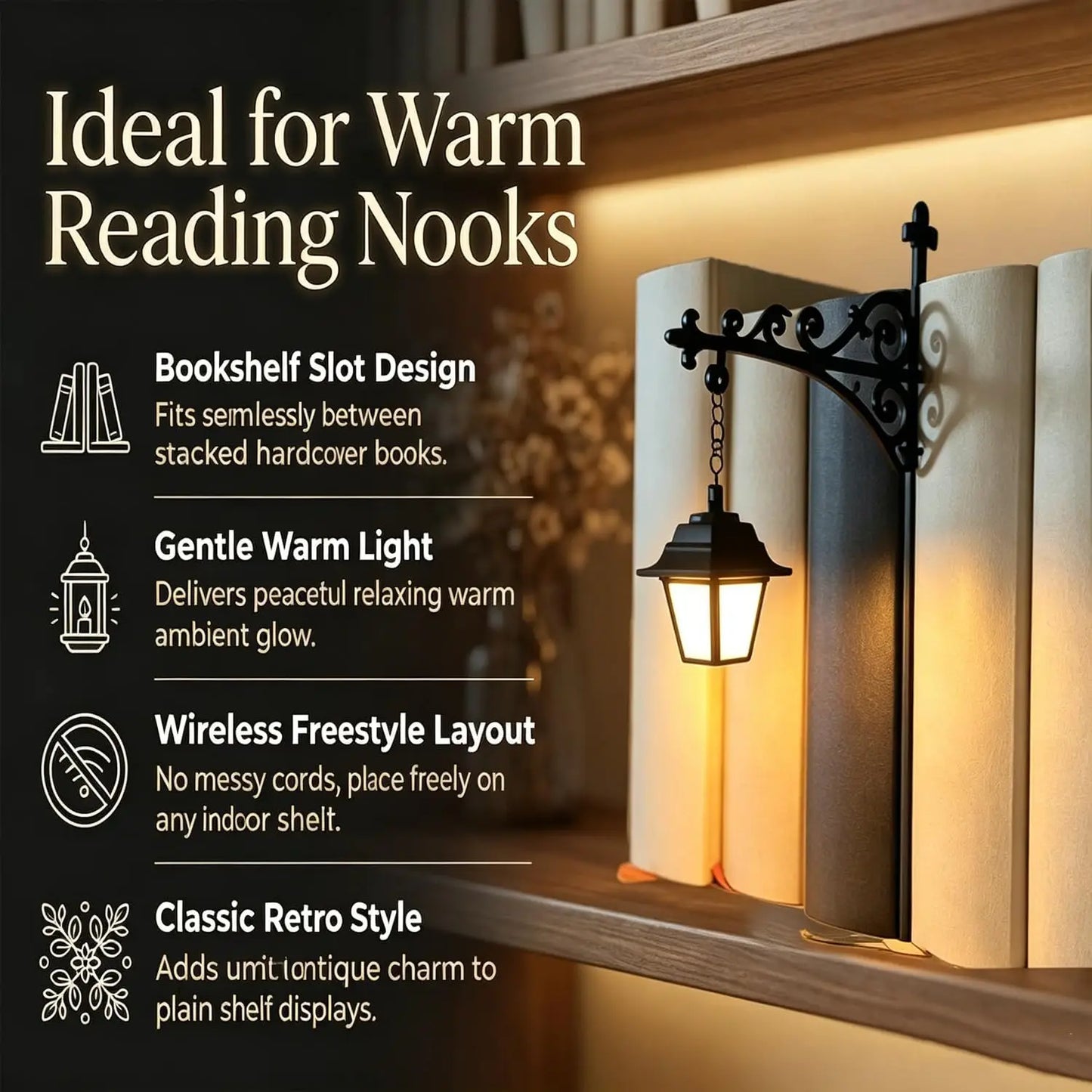 Miniature Hanging Shelf Lamp Decorative Bookshelf Lighting Warm LED Night Light Library Lantern Reading Nook Desk Ornament Literary Decor Book Lover Gift Home Halloween Decorations