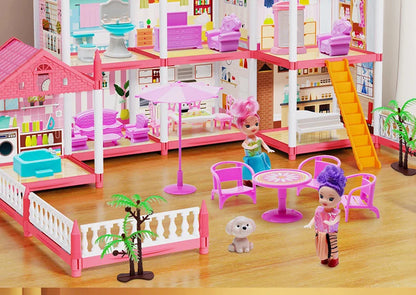 3D DIY Assembly Villa Dollhouse – LED Princess Castle Toy Set