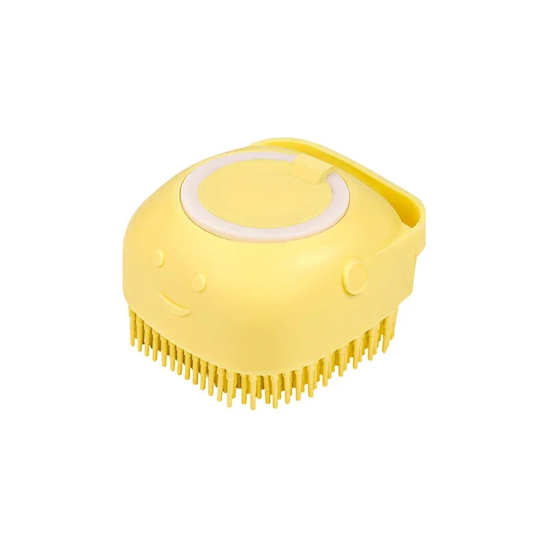 Silicone Pet Bathing Brush – Shampoo Dispenser Massage Brush for Dogs &amp; Cats