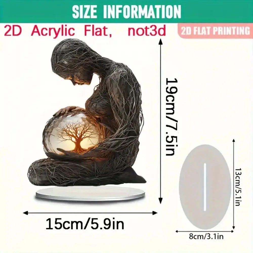 2D Flat, Home Relaxation, Bohemian Style Acrylic Tree of Life Desk Ornament – Elegant Home and Office Decor, Ideal for Birthdays