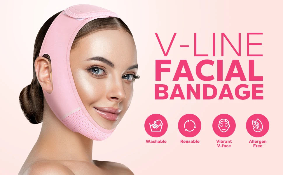 حزام وجه قابل لإعادة الاستخدام، قناع على شكل حرف V، مخفض الذقن المزدوج، رقعة لرفع الذقن، حزام الذقن، حزام على شكل حرف V، قناع وجه على شكل حرف V للترهل